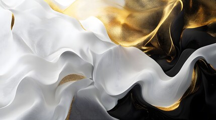 Wall Mural - Abstract Wavy Pattern in Black, White, and Gold