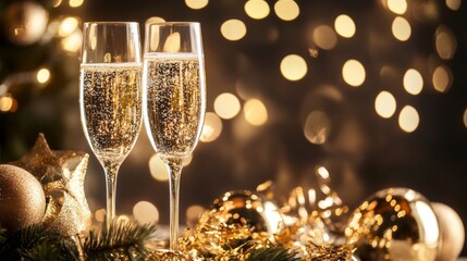 Wall Mural - vibrant new year celebration background featuring festive decorations with sparkling lights, colorfu