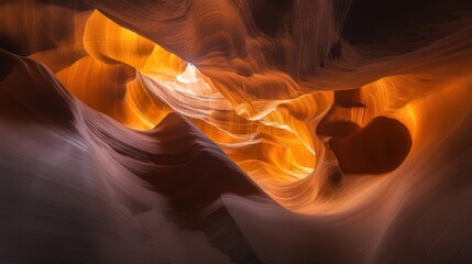 Poster - A surreal image of intricate slot canyons illuminated by beams of sunlight in Utah, Utah slot canyon scene, Surreal style