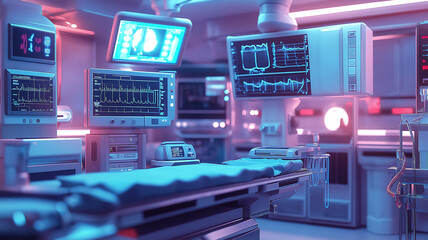 Poster - Advanced medical equipment in operating room for neurosurgery procedure