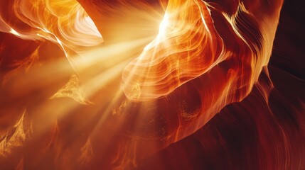 Poster - A surreal image of intricate slot canyons illuminated by shafts of sunlight in Antelope Canyon, Arizona, Antelope Canyon slot canyon scene