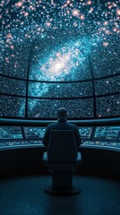 Poster - Exploring celestial wonders astronaut in space control room digital art cosmic environment immersive view