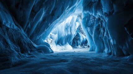 Poster - An awe-inspiring view of the ice caves in the Franz Josef Glacier, New Zealand, Glacier scene