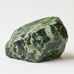 Poster - Bright green serpentine rock, glossy finish, white background, soft lighting