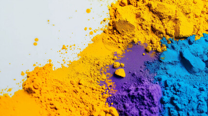Poster - Colorful holi powder exploding creating a vibrant design on white background