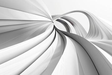 Poster - Abstract white curves and lines create a fluid architectural design with dynamic movement and depth in modern art. Generative AI