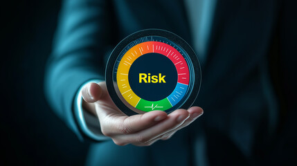 Aufkleber - Businessman managing business risk using virtual graphic interface