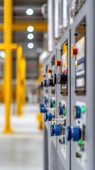 Poster - Industrial control panel operation in modern facility interior view