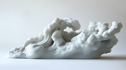 Canvas Print - Abstract White Sculpture Resembling a Cloud or Wave