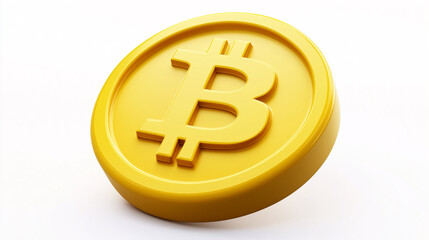 Poster - Rotating bitcoin cryptocurrency coin floating on white background