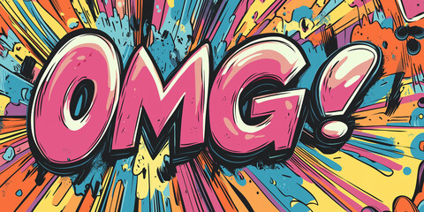 Aufkleber - Colorful comic book omg splashing out excitement and energy