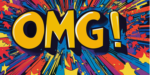 Aufkleber - Colorful comic explosion expressing omg acronym with splatters and speed lines