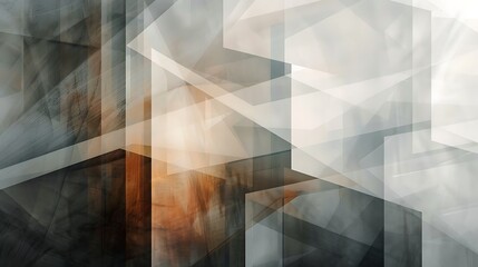 Canvas Print - Abstract geometric design with overlapping shapes and lines, showcasing a blend of warm and cool tones. The use of transparency and layers creates a sense of depth and visual interest.