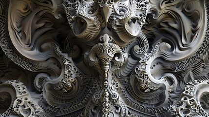 Poster - abstract 3d artwork featuring a intricate and geometric pattern, with a focus on organic and futuris