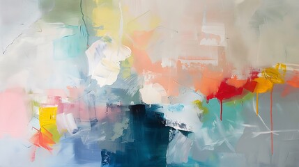 Poster - colorful abstract painting with vibrant brushstrokes and a dynamic composition.