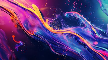 Poster - abstract digital art featuring vibrant fluid shapes and colors.