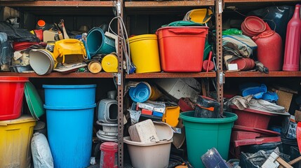 Junk filled corner of storage garage