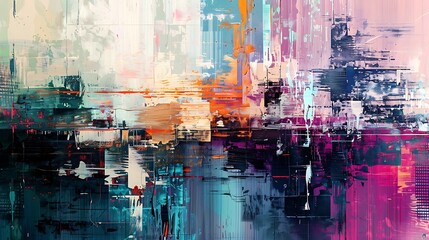 Poster - colorful abstract painting with dynamic brushstrokes, creating a vibrant and energetic composition.