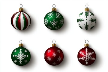 Poster - Simple red and green holiday ornament icon set in a flat, modern style