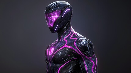 Aufkleber - Futuristic cybernetic figure showcases innovative design and dynamic aesthetic in modern artistry