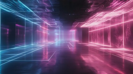Leinwandbilder - Explore the futuristic aesthetic of neon-lit spaces in digital environments for enhanced visual creativity