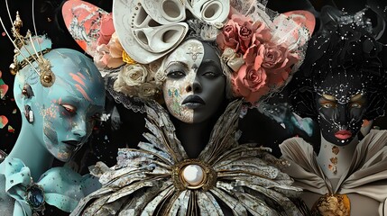 Aufkleber - Explore the intricate beauty of artistic masks unveiling unique cultural expressions through stunning portraiture