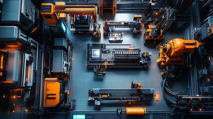 Poster - Aerial view of advanced robotic machinery in an industrial setting.
