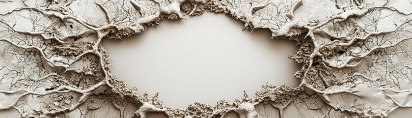 Poster - A textured, abstract surface featuring intricate details with a central blank area, evoking a sense of depth and natural patterns.