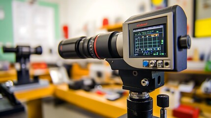 Poster - A high-tech device with a monitor, likely used for precision measurement or inspection.