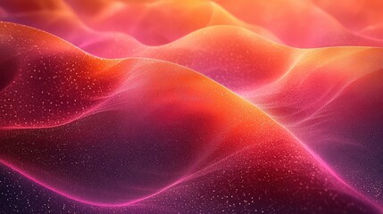 Poster - Abstract digital art displaying vibrant waves of color in shades of pink, orange, and purple with a fluid texture and luminous sparkle