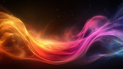 Poster - Colorful abstract waves flowing through the dark background creating a vibrant and dynamic visual experience