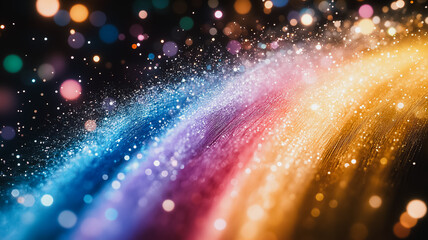 Poster - A colorful rainbow with a lot of sparkles. The rainbow is made up of many different colors, including red, orange, yellow, green, blue, and purple. The sparkles add a sense of magic