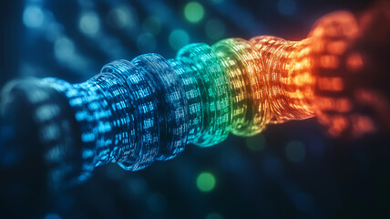 Poster - A colorful, abstract representation of a wire with a series of numbers and letters. The wire is twisted and bent, and the numbers and letters are scattered throughout the wire