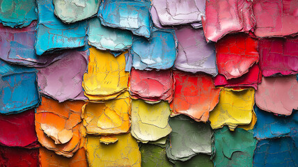 Poster - A colorful collage of paper with a variety of colors and textures. Concept of creativity and playfulness, as the different pieces of paper are arranged in a way that creates a visually interesting