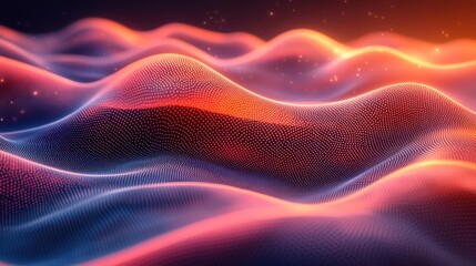 Poster - Colorful waves of light and texture create a mesmerizing abstract landscape at twilight