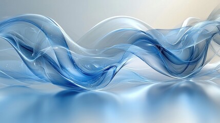 Poster - Soft blue waves flowing gracefully across a smooth surface, creating a serene and calming atmosphere in a tranquil setting
