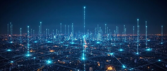 Poster - IoT network for smart businesses and residences, futuristic smart devices controlling every aspect of daily life, glowing digital lines, innovative technology connecting the world