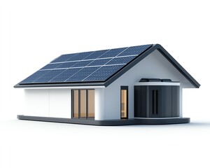 Poster - Solar energy revolution in residential architecture, with closeup view of a home s roof covered in efficient solar panels under bright sunlight