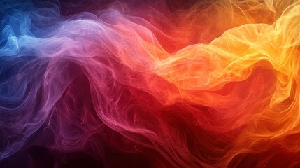 Poster - Colorful abstract smoke patterns swirling in vibrant shades of blue, red, orange, and purple against a dark background