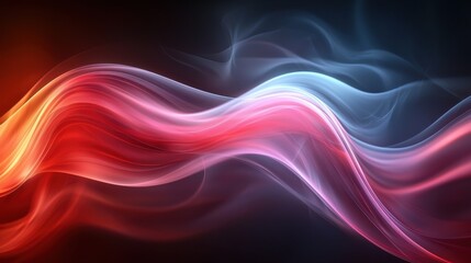 Poster - Colorful abstract waves of smoke in red and blue swirling against a dark background creating a dynamic, flowing effect