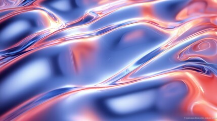 Poster - dynamic flowing textures with vibrant blue and pink hues reflecting light in an abstract design