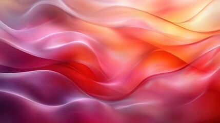 Poster - Soft waves of vibrant colors flowing gracefully in gradient patterns create an abstract art piece with red, pink, and orange hues