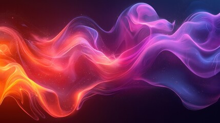 Poster - Colorful abstract waves of light flowing through a dark space, creating a vibrant atmosphere and dynamic movement in the background