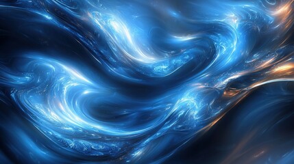 Poster - Abstract blue swirling patterns resembling cosmic energy in a digital art piece created for imaginative exploration and inspiration