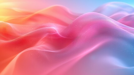 Poster - Bright, flowing waves of pastel colors create a serene abstract background in a dreamlike environment during daytime