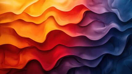 Poster - Flowing waves of vibrant colors create a stunning abstract design reminiscent of a sunset over a textured landscape at twilight