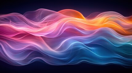 Aufkleber - colorful flowing waves create a mesmerizing abstract design with gradients of pink, orange, and blue