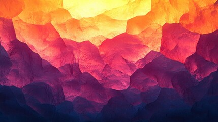 Poster - vibrant abstract landscape with bold colors resembling sunset hues reflecting across a textured surf