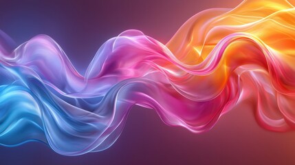 Poster - Colorful flowing waves of fabric blend seamlessly, creating a vibrant display of hues in an abstract art composition