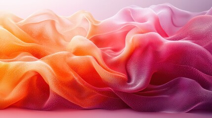 Aufkleber - Vibrant draped fabric in shades of orange and pink creating a flowing, textured abstract composition suitable for artistic backgrounds